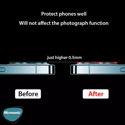 Microsonic Apple iPhone 12 Kamera Lens Koruma Camı V2 Mavi