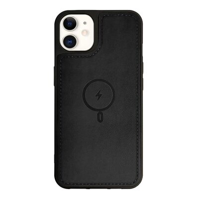 Microsonic Apple iPhone 12 Kılıf MagSafe Genuine Leather Siyah
