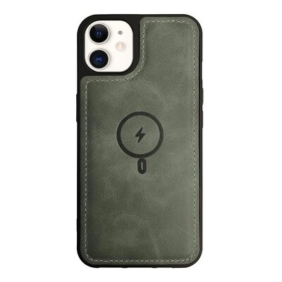 Microsonic Apple iPhone 12 Kılıf MagSafe Genuine Leather Yeşil