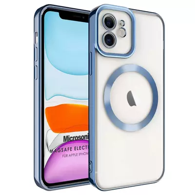 Microsonic Apple iPhone 12 Kılıf MagSafe Luxury Electroplate Mavi