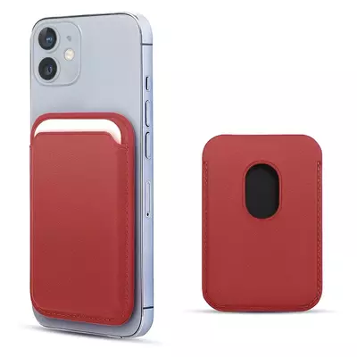 Microsonic Apple iPhone 12 Leather Wallet MagSafe Kırmızı
