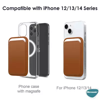 Microsonic Apple iPhone 12 Leather Wallet MagSafe Mavi