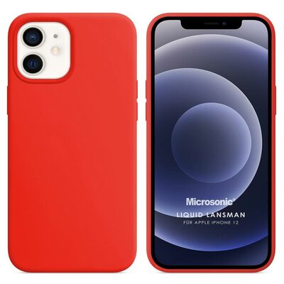 Microsonic Apple iPhone 12 Kılıf Liquid Lansman Silikon Kırmızı