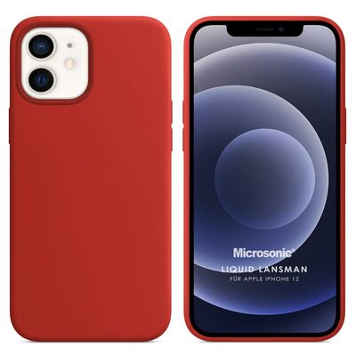 Microsonic Apple iPhone 12 Kılıf Liquid Lansman Silikon Koyu Kırmızı