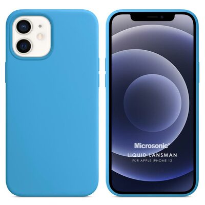 Microsonic Apple iPhone 12 Kılıf Liquid Lansman Silikon Mavi