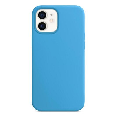 Microsonic Apple iPhone 12 Kılıf Liquid Lansman Silikon Mavi