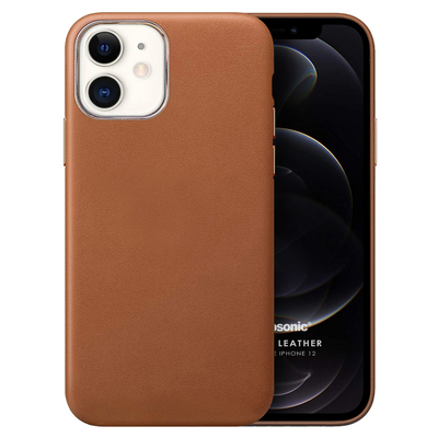 Microsonic Apple iPhone 12 Kılıf Luxury Leather Kahverengi