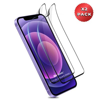 Microsonic Apple iPhone 12 Mini Crystal Seramik Nano Ekran Koruyucu Siyah (2 Adet)