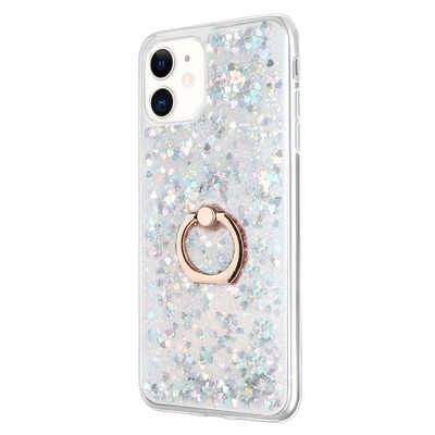 Microsonic Apple iPhone 12 Mini Kılıf Glitter Liquid Holder Gümüş