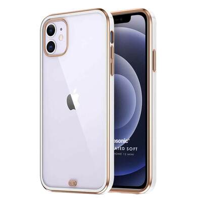 Microsonic Apple iPhone 12 Mini Kılıf Laser Plated Soft Beyaz