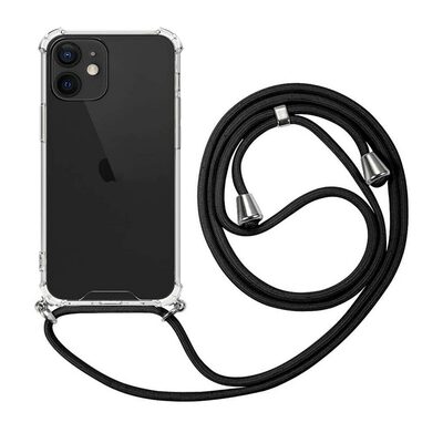 Microsonic Apple iPhone 12 Mini Kılıf Neck Lanyard Siyah