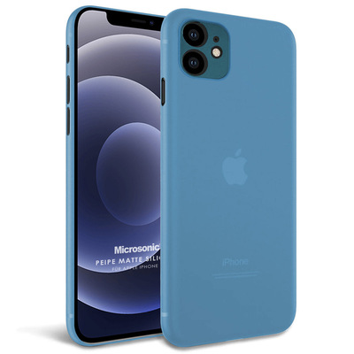 Microsonic Apple iPhone 12 Kılıf Peipe Matte Silicone Mavi