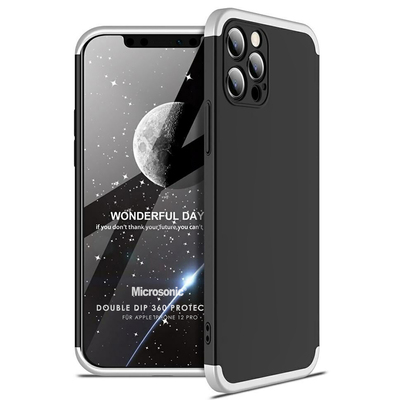Microsonic Apple iPhone 12 Pro Kılıf Double Dip 360 Protective AYS Siyah Gri