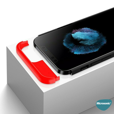 Microsonic Apple iPhone 12 Pro Kılıf Double Dip 360 Protective AYS Siyah Kırmızı