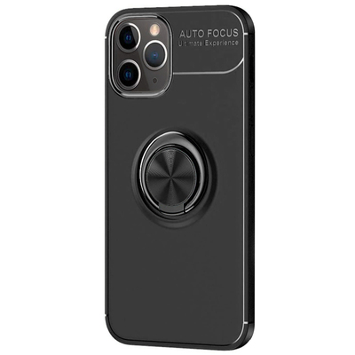 Microsonic Apple iPhone 12 Pro Kılıf Kickstand Ring Holder Siyah