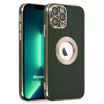 Microsonic Apple iPhone 12 Pro Kılıf Flash Stamp Koyu Yeşil