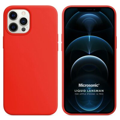 Microsonic Apple iPhone 12 Pro Kılıf Liquid Lansman Silikon Kırmızı