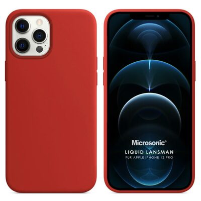 Microsonic Apple iPhone 12 Pro Kılıf Liquid Lansman Silikon Koyu Kırmızı