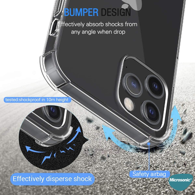 Microsonic Apple iPhone 12 Pro Max Kılıf Anti Shock Silikon Şeffaf