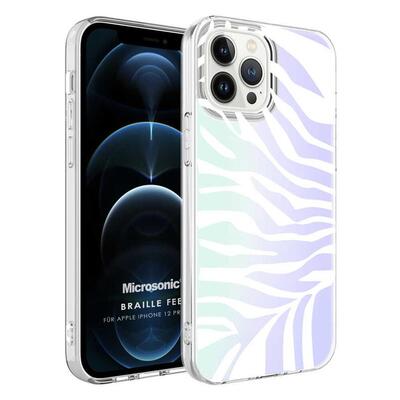 Microsonic Apple iPhone 12 Pro Max Braille Feel Desenli Kılıf Zebra