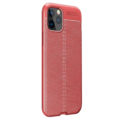 Microsonic Apple iPhone 12 Pro Max Kılıf Deri Dokulu Silikon Kırmızı