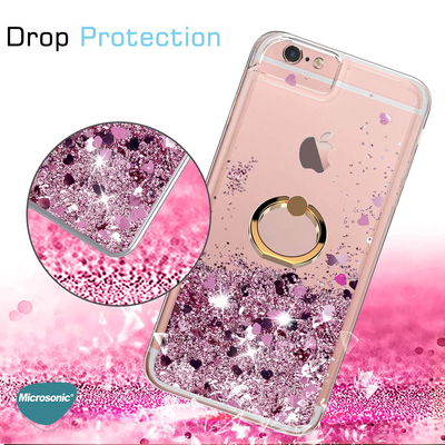 Microsonic Apple iPhone 12 Pro Max Kılıf Glitter Liquid Holder Pembe