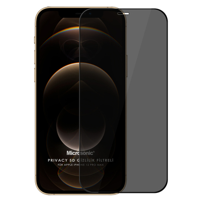 Microsonic Apple iPhone 12 Pro Max Invisible Privacy Kavisli Ekran Koruyucu Siyah
