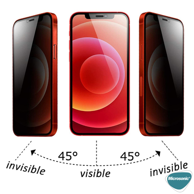 Microsonic Apple iPhone 12 Pro Max Invisible Privacy Kavisli Ekran Koruyucu Siyah