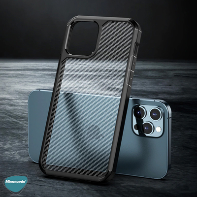 Microsonic Apple iPhone 12 Pro Max Kılıf Cast Carbon Siyah