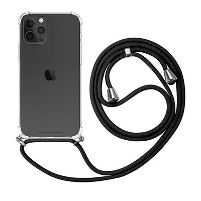 Microsonic Apple iPhone 12 Pro Max Kılıf Neck Lanyard Siyah