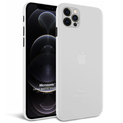 Microsonic Apple iPhone 12 Pro Max Kılıf Peipe Matte Silicone Beyaz