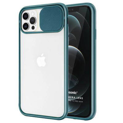 Microsonic Apple iPhone 12 Pro Max Kılıf Slide Camera Lens Protection Koyu Yeşil