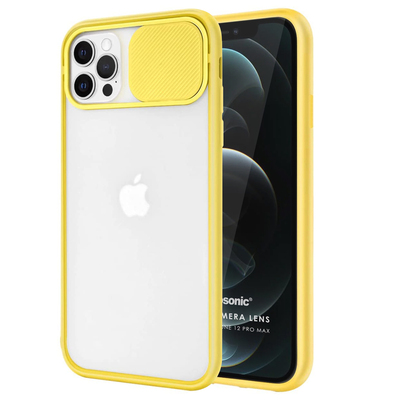 Microsonic Apple iPhone 12 Pro Max Kılıf Slide Camera Lens Protection Sarı
