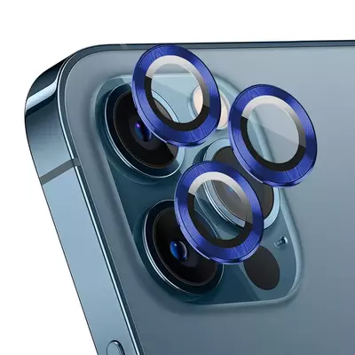 Microsonic Apple iPhone 12 Pro Max Tekli Kamera Lens Koruma Camı Lacivert