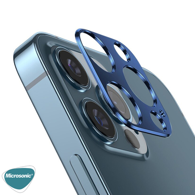 Microsonic Apple iPhone 12 Pro Max V2 Kamera Lens Koruyucu Lacivert