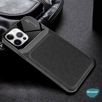 Microsonic Apple iPhone 12 Pro Kılıf Uniq Leather Siyah