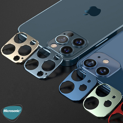 Microsonic Apple iPhone 12 Pro V2 Kamera Lens Koruyucu Lacivert