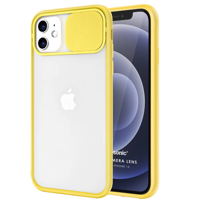 Microsonic Apple iPhone 12 Kılıf Slide Camera Lens Protection Sarı