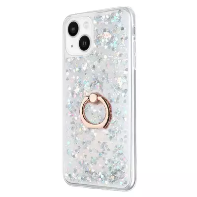 Microsonic Apple iPhone 13 Kılıf Glitter Liquid Holder Gümüş