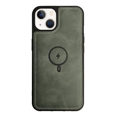 Microsonic Apple iPhone 13 Kılıf MagSafe Genuine Leather Yeşil