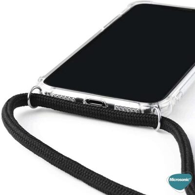 Microsonic Apple iPhone 13 Kılıf Neck Lanyard Siyah
