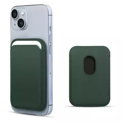 Microsonic Apple iPhone 13 Leather Wallet MagSafe Koyu Yeşil