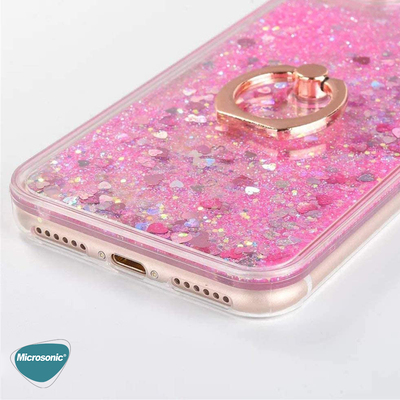 Microsonic Apple iPhone 13 Mini Kılıf Glitter Liquid Holder Pembe