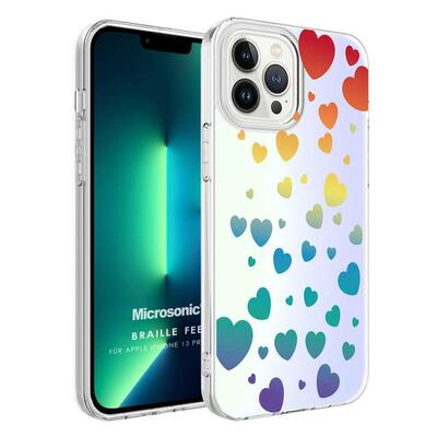 Microsonic Apple iPhone 13 Pro Braille Feel Desenli Kılıf Heart