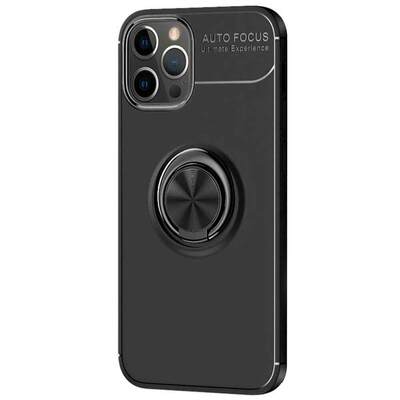 Microsonic Apple iPhone 13 Pro Kılıf Kickstand Ring Holder Siyah