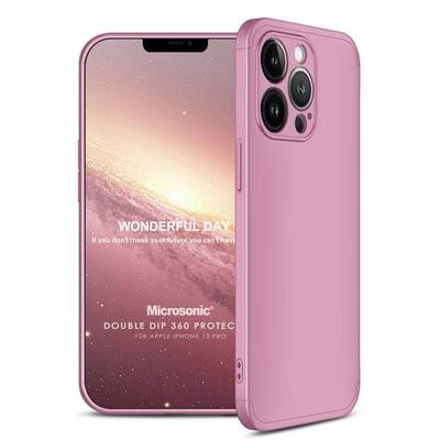 Microsonic Apple iPhone 13 Pro Kılıf Double Dip 360 Protective AYS Rose Gold