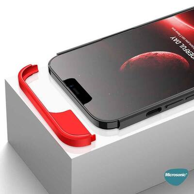 Microsonic Apple iPhone 13 Pro Kılıf Double Dip 360 Protective AYS Siyah Kırmızı