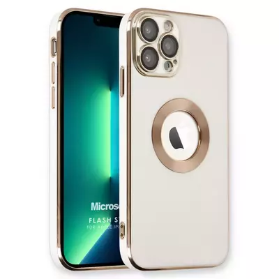 Microsonic Apple iPhone 13 Pro Kılıf Flash Stamp Beyaz