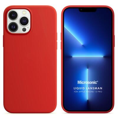 Microsonic Apple iPhone 13 Pro Kılıf Liquid Lansman Silikon Kırmızı