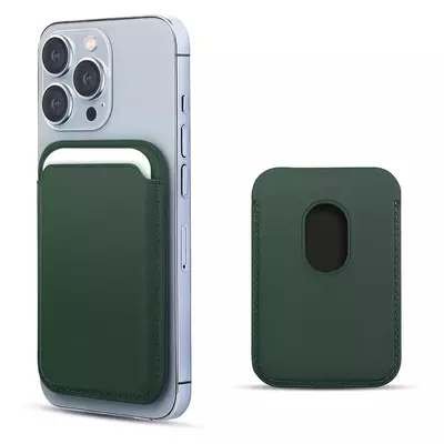 Microsonic Apple iPhone 13 Pro Leather Wallet MagSafe Koyu Yeşil